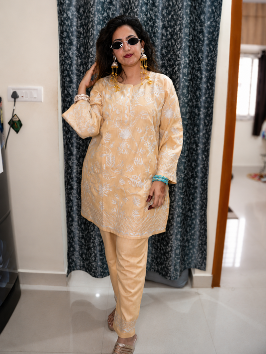 Golden Printed Farshi Salware Suit