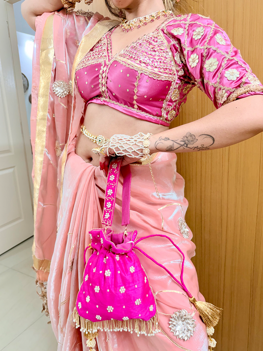 Pink Aangi With Gota Patti Work