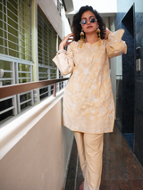 Golden Printed Farshi Salware Suit