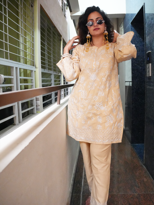 Golden Printed Farshi Salware Suit