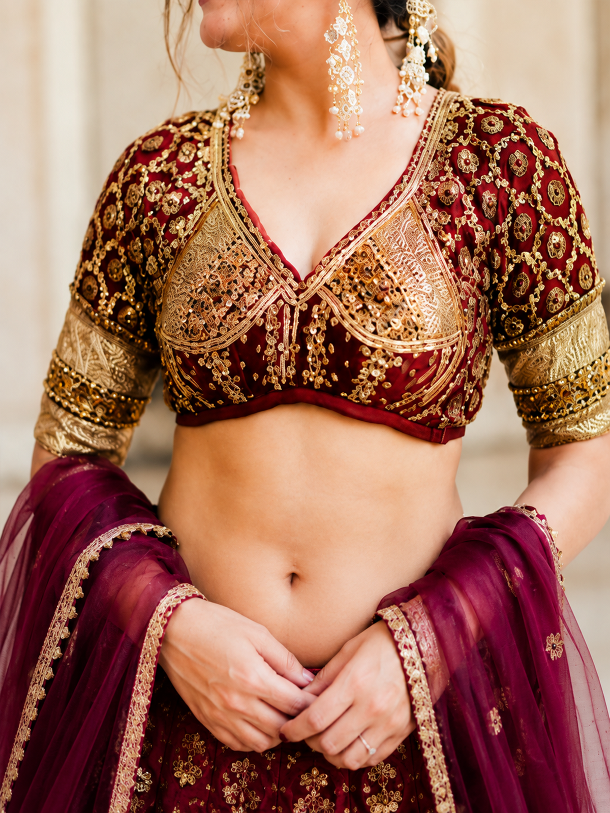 Red Aangi With Gota Patti Work