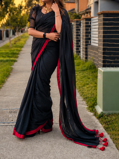 Black Saree Blouse Set