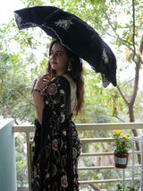 Black Hand Work Saree Set