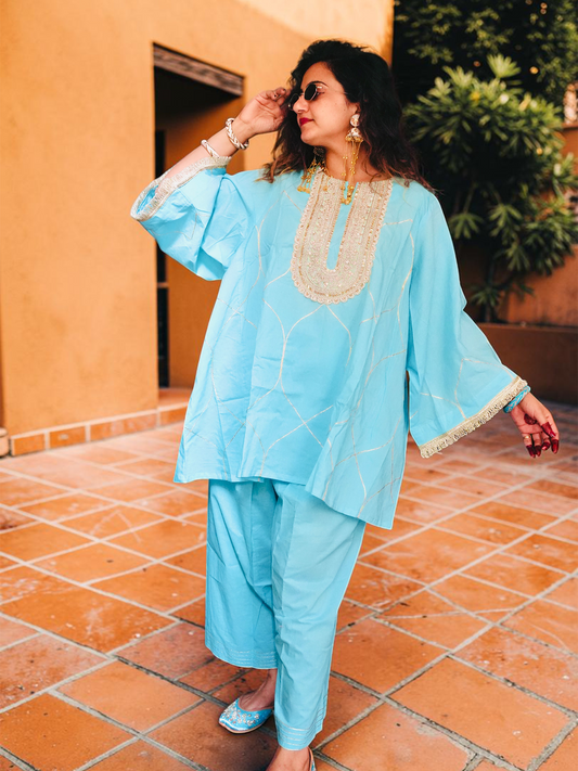 Sky Blue Farshi Salwar Suit
