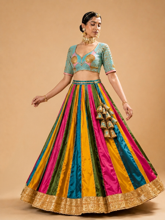 MultiColor Lehenga With Angi Style Blouse Set