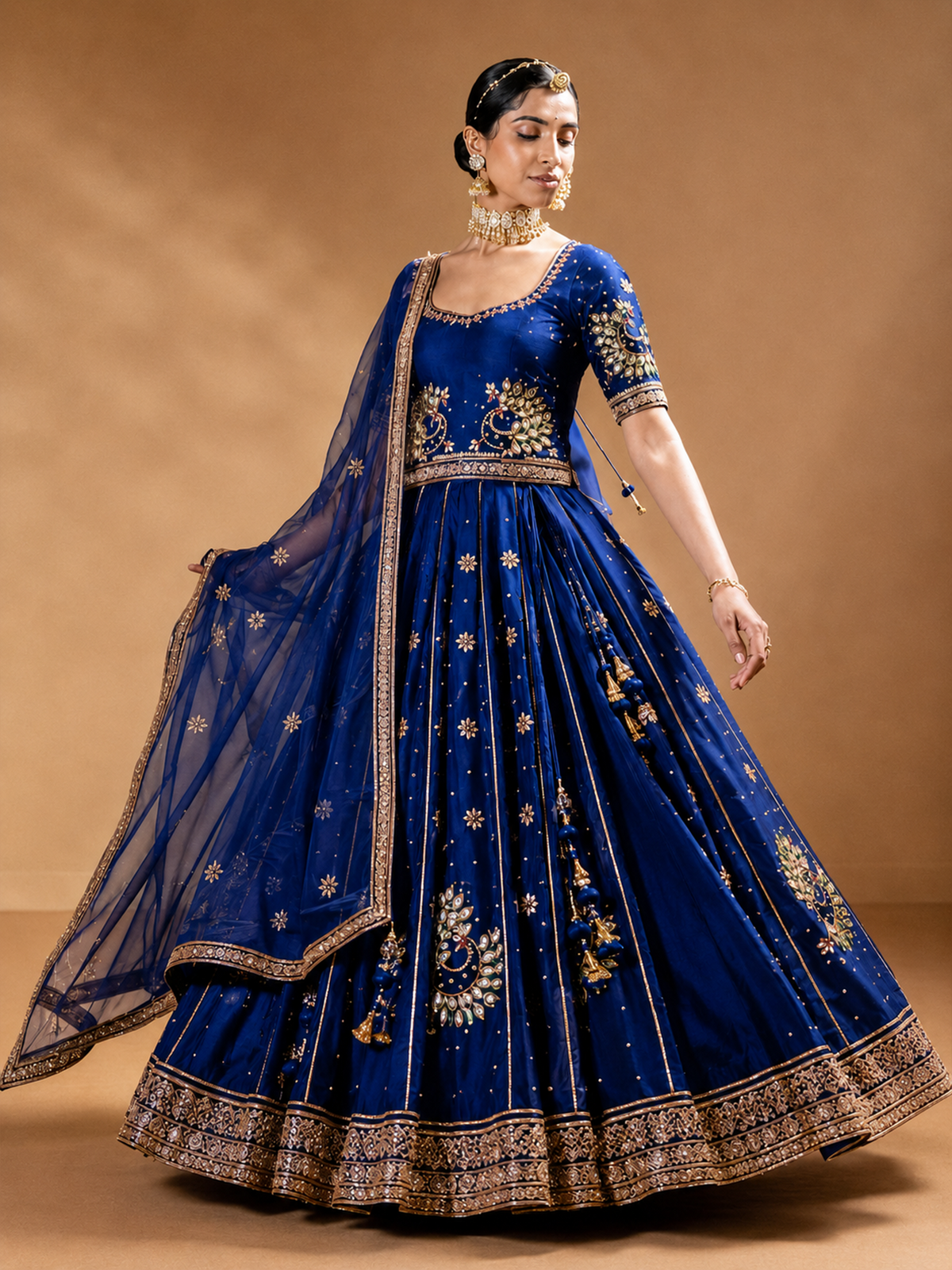Beautiful Blue Gota Patti Hand Work Designer Lehenga Set With Dupatta