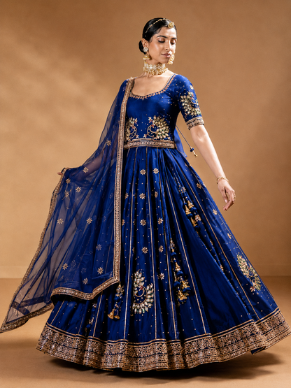 Beautiful Blue Gota Patti Hand Work Designer Lehenga Set With Dupatta