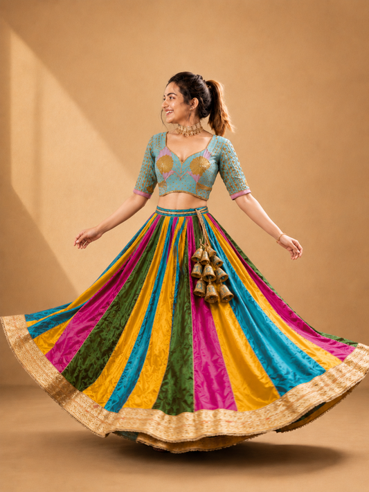 MultiColor Lehenga With Angi Style Blouse Set