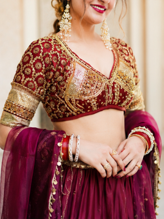 Red Aangi With Gota Patti Work