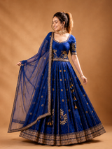 Beautiful Blue Gota Patti Hand Work Designer Lehenga Set With Dupatta