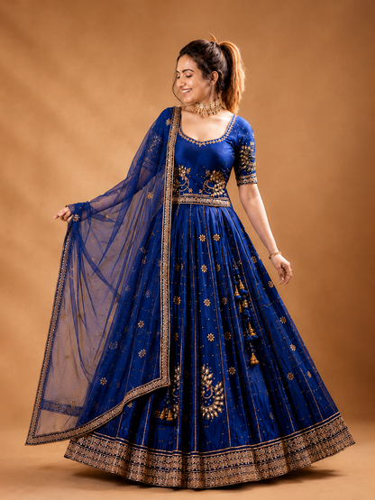 Beautiful Blue Gota Patti Hand Work Designer Lehenga Set With Dupatta