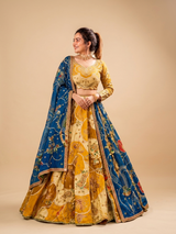 Yellow MultiColor Lehenga Set With Dupatta