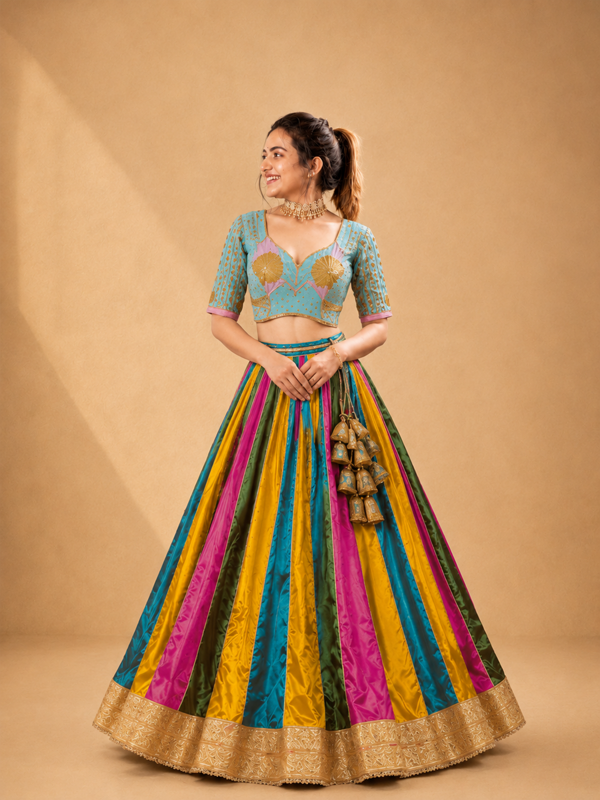 MultiColor Lehenga With Angi Style Blouse Set