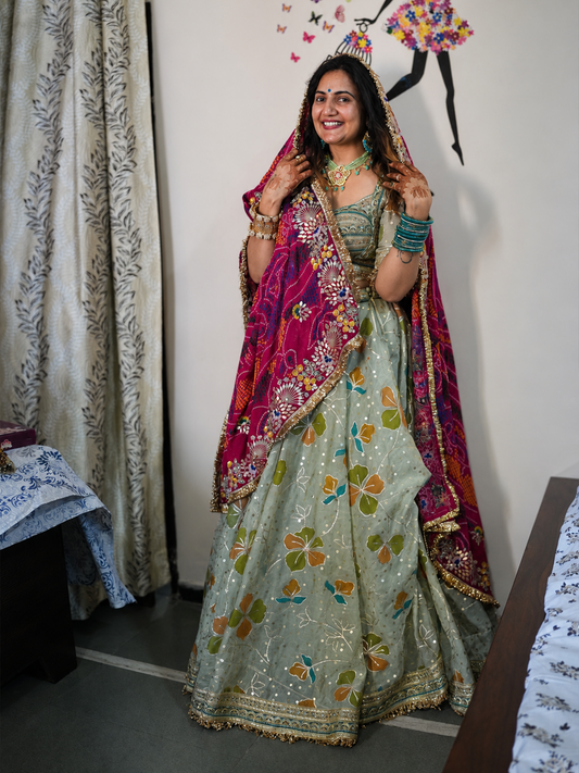 Pista Color Lehenga With Angi Style Blouse Set