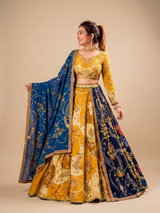 Yellow MultiColor Lehenga Set With Dupatta