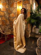 Golden Saree With Aangi Blouse Set