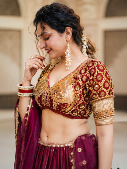 Red Aangi With Gota Patti Work