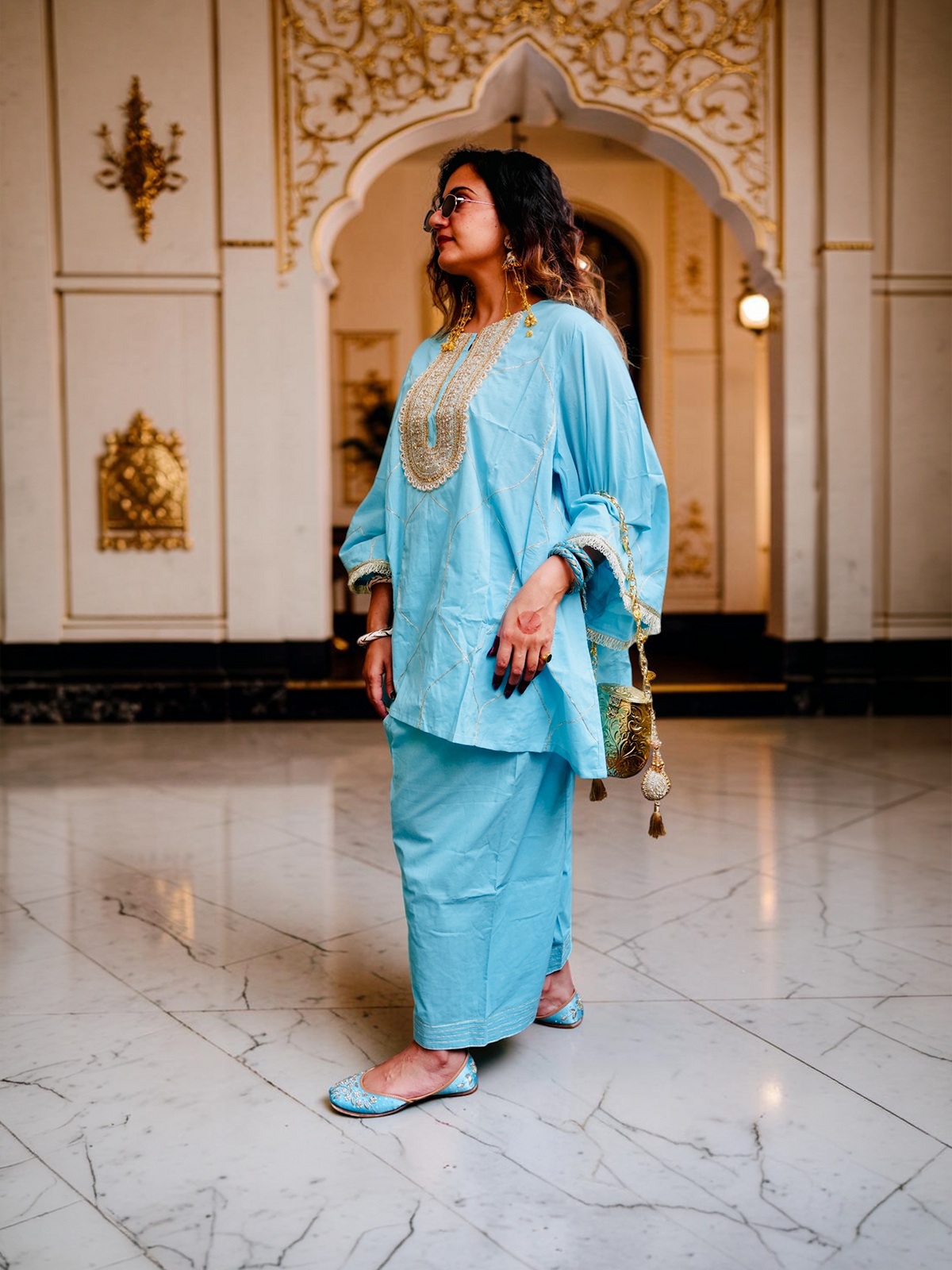 Sky Blue Farshi Salwar Suit