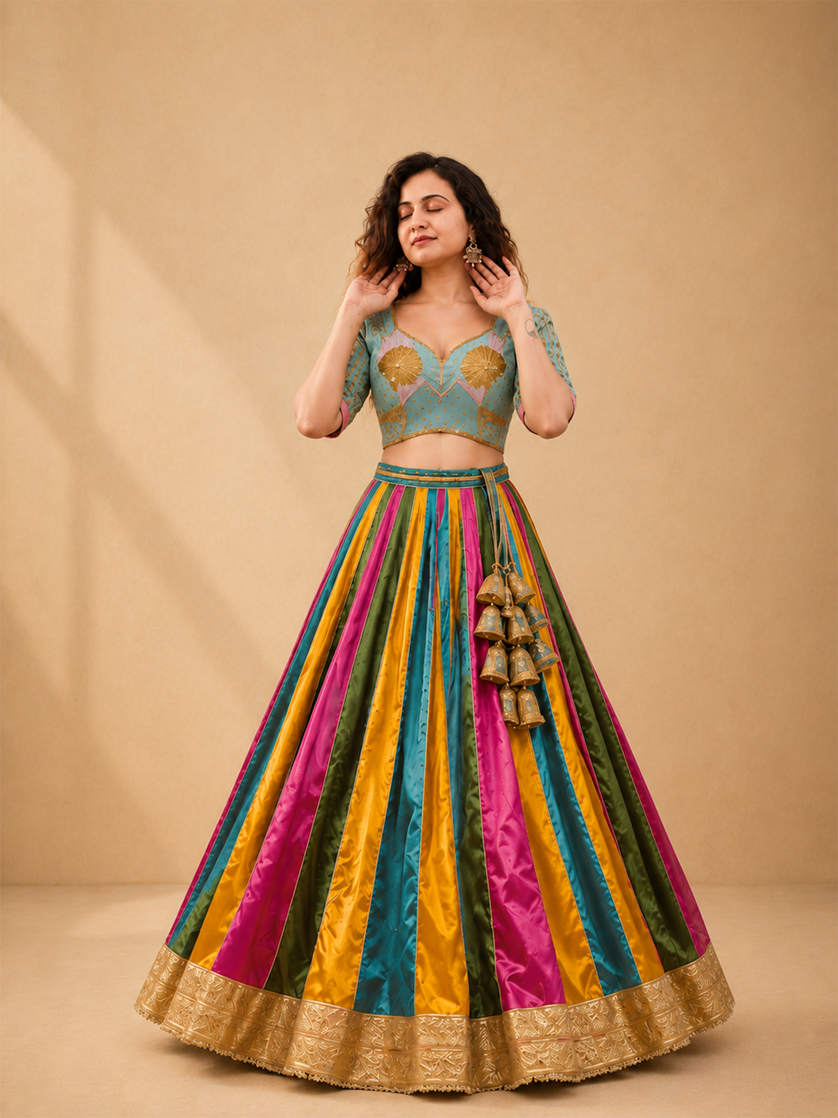 MultiColor Lehenga With Angi Style Blouse Set
