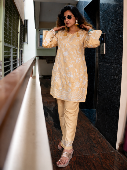 Golden Printed Farshi Salware Suit