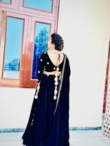 Black Velvet  Lehenga With Hand Work Blouse Set