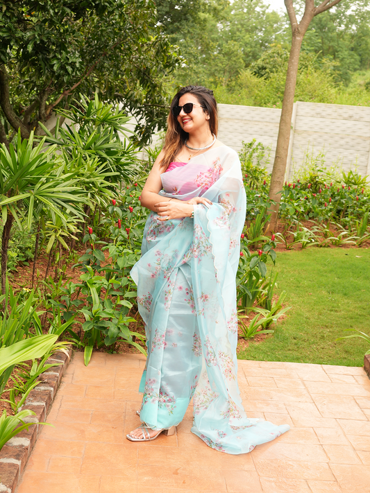 Blue Pure Orgenza Saree