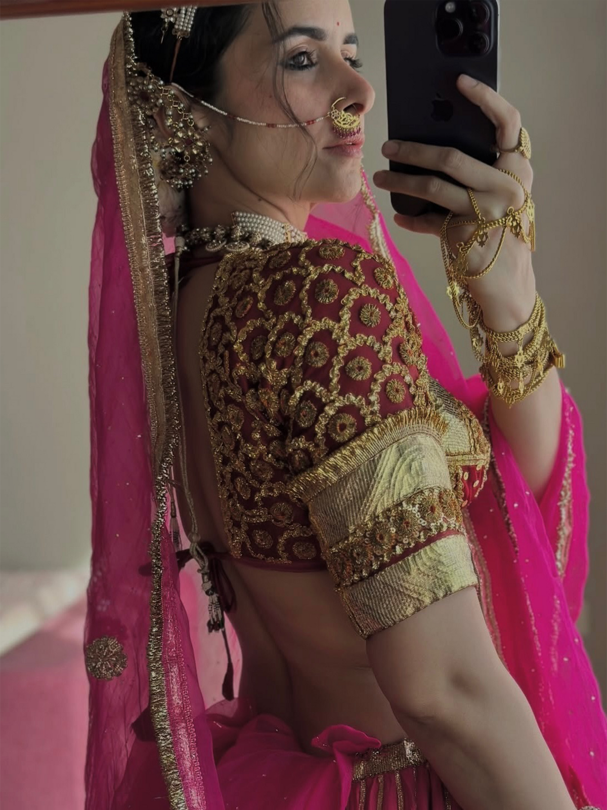 Red Aangi With Gota Patti Work