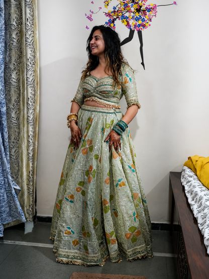 Pista Color Lehenga With Angi Style Blouse Set