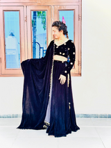 Black Velvet  Lehenga With Hand Work Blouse Set