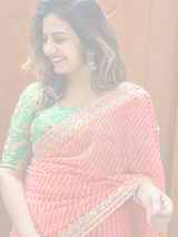 Orange Leheriya Saree Blouse Set