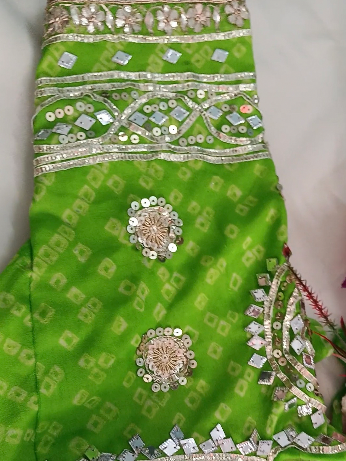 Green Aangi With Gota Patti Work