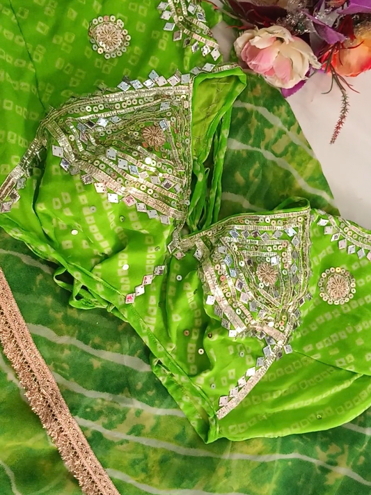 Green Aangi With Gota Patti Work