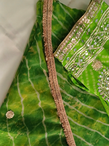 Green Aangi With Gota Patti Work