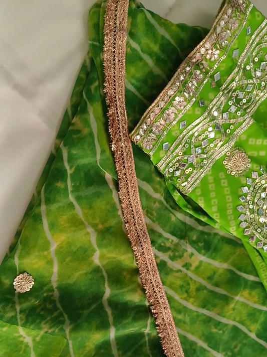 Green Aangi With Gota Patti Work