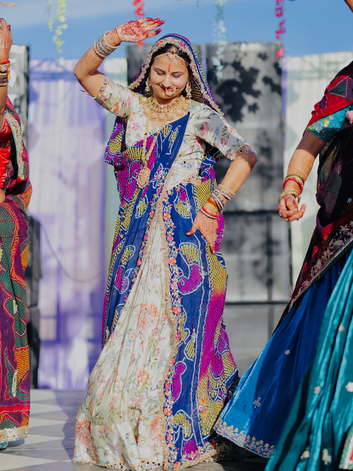 Beautiful Multicolor Off-White Lehenga Set With Dupatta