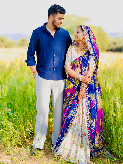 Beautiful Multicolor Off-White Lehenga Set With Dupatta