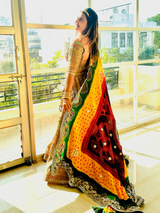 Beautiful Ivory Multicolor Lehenga with Kurti style blouse Set with Dupatta