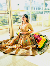 Beautiful Ivory Multicolor Lehenga with Kurti style blouse Set with Dupatta