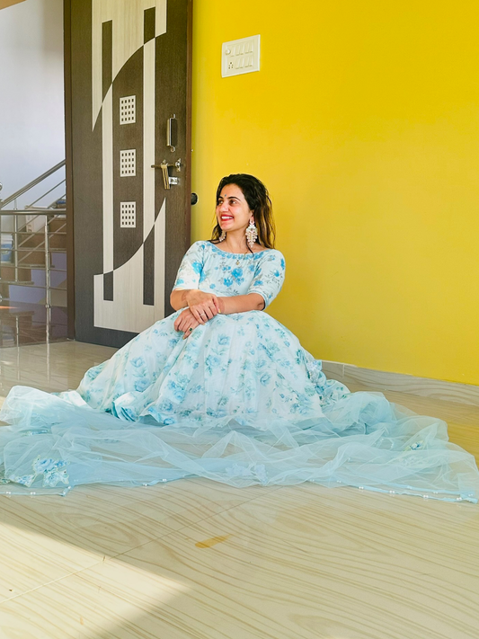 Beautiful Sky Blue Lehenga Set With Dupatta