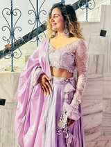 Beautiful Lavender Color Lehenga WIth Designer Full Sleeves Blouse Set With Dupatta