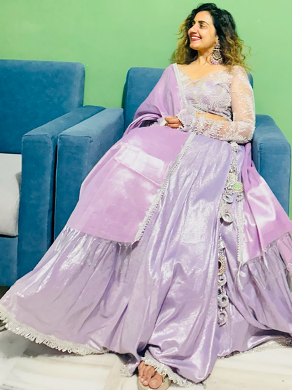 Beautiful Lavender Color Lehenga WIth Designer Full Sleeves Blouse Set With Dupatta