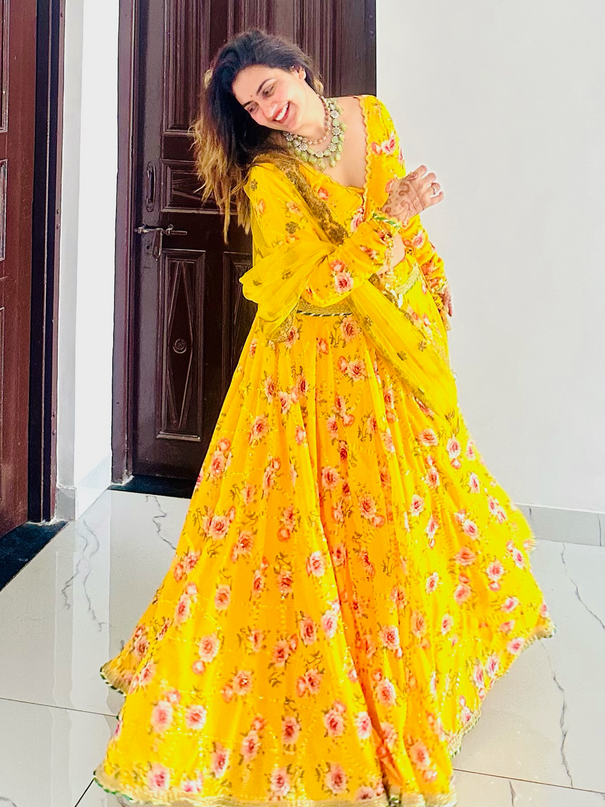 Beautiful Yellow MultiColor Lehenga Set With Dupatta