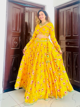 Beautiful Yellow MultiColor Lehenga Set With Dupatta