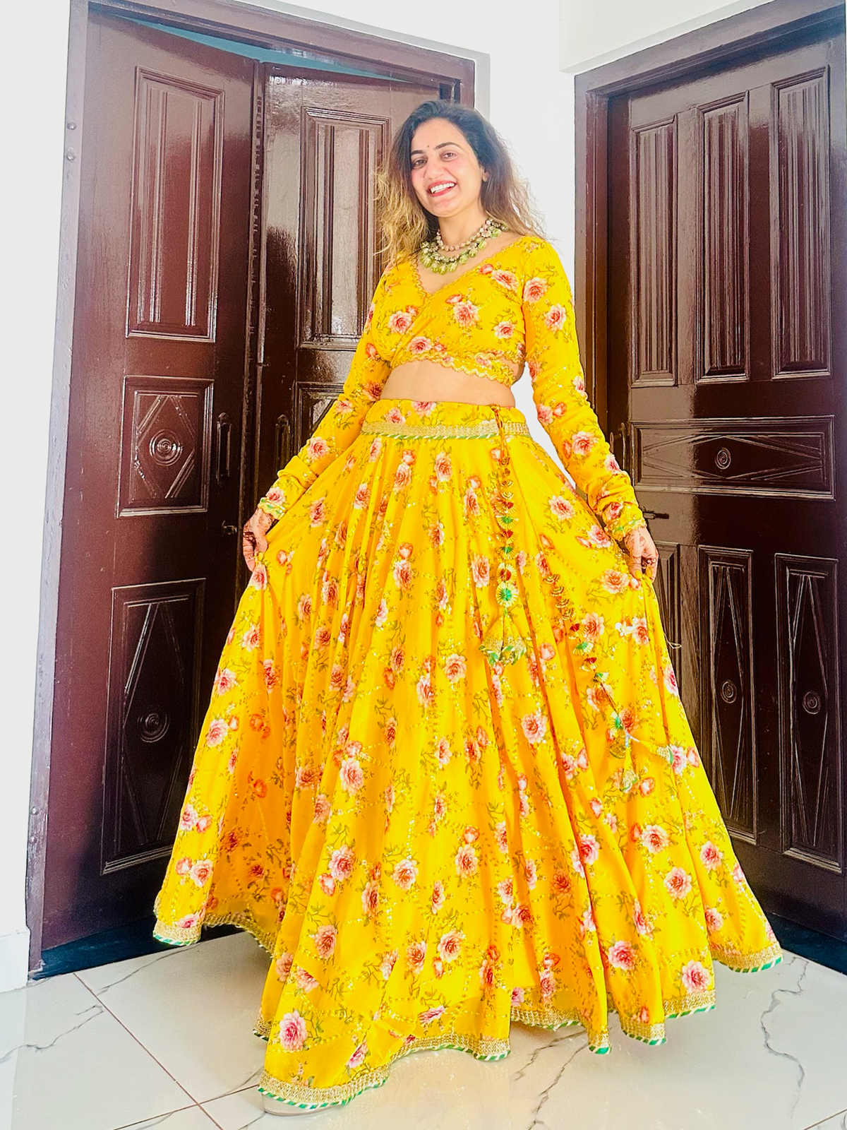 Beautiful Yellow MultiColor Lehenga Set With Dupatta